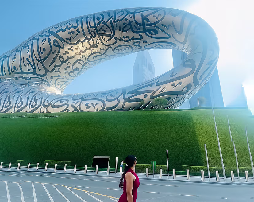 Tourist in Red Dress